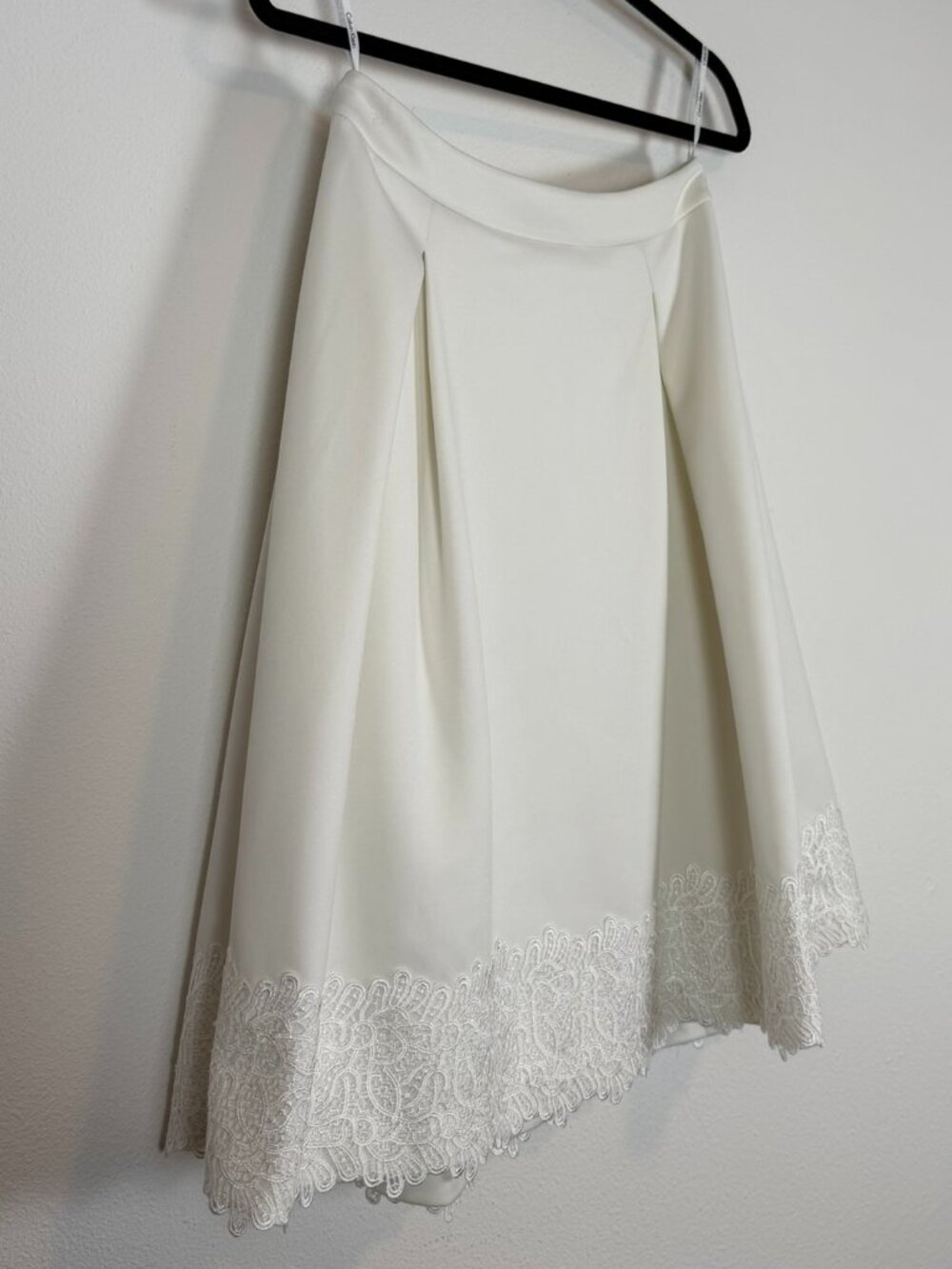 Calvin Klein White Lace Hem A-Line Midi Skirt Size 2